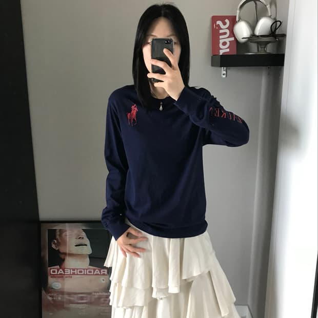 폴로 랄프로렌 빅포니로고 네이비 긴팔 슬리브티