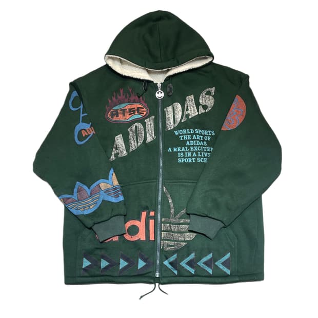 90‘s 아디다스 데상트 콜라보 양털 누빔 후드집업