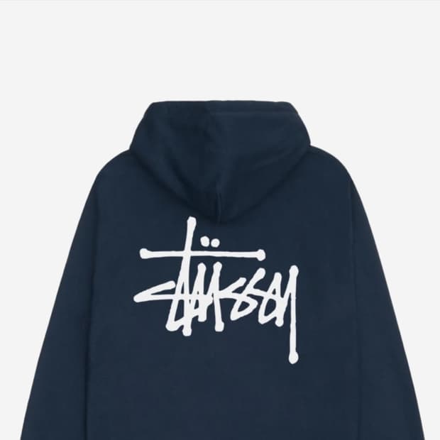 스투시 베이직 집업 후드 네이비 S