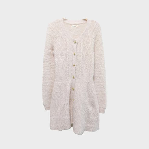 리즈멜로 핑크 꽈배기 니트 원피스 60877