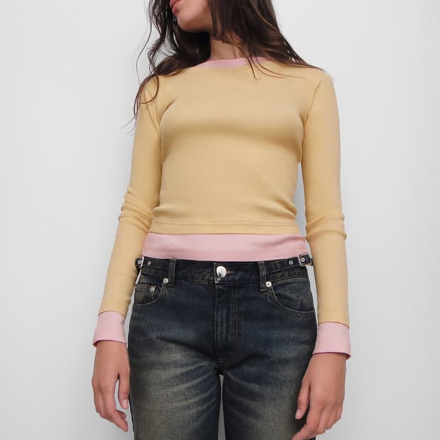 [M]기마구아스 Samm 레이어드 티셔츠/옐로우