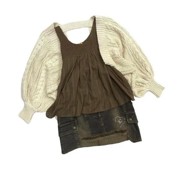 22일까지만 할인)빈티지 도트 꽈배기 니트 코디셋세트