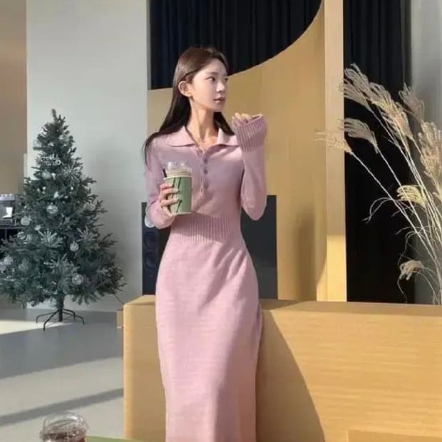 (택포) 미미워 카라 니트원피스