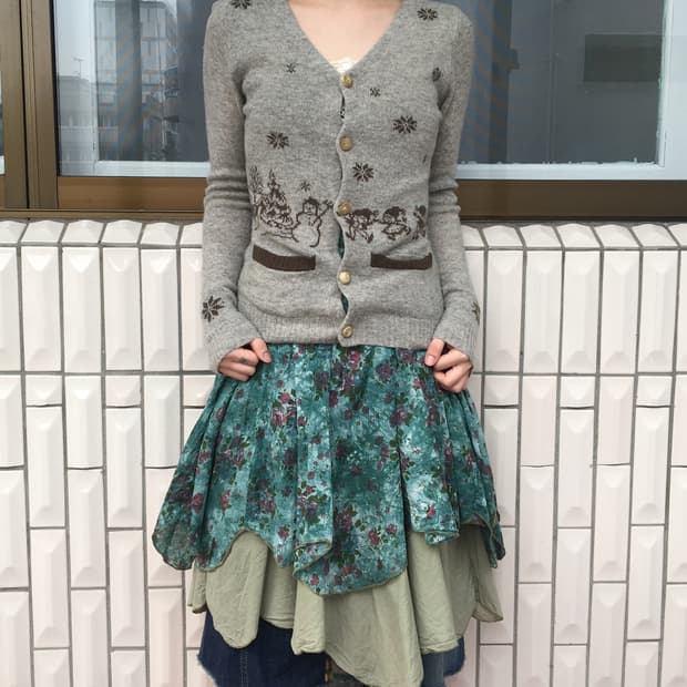 Snow pattern knit cardigan