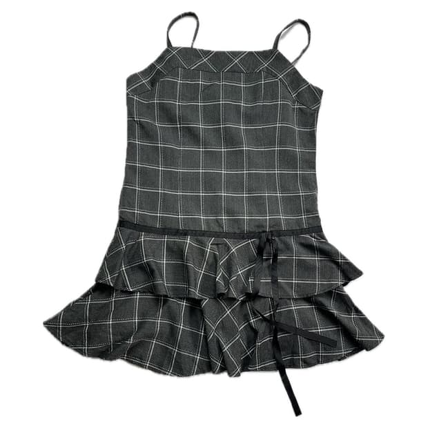 여성 체크무늬 주름 치마 원피스 중고 구제 빈티지