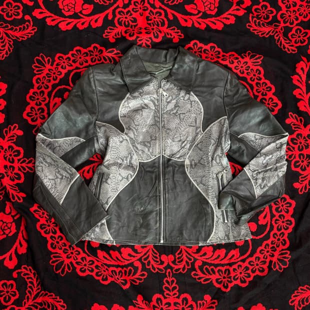 Rock Punk phyton pattern leather jacket
