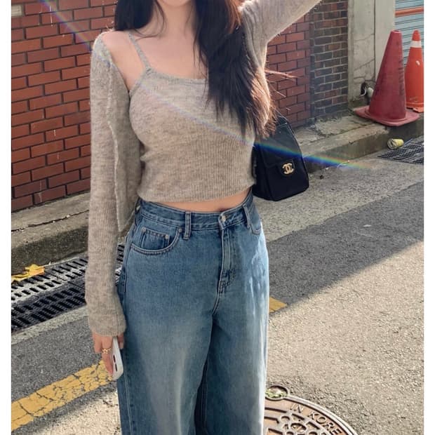 온트 멜로우가디건 세트 그레이 새상품