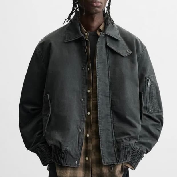 자라 왁스드 이펙트 워시드 자켓 그레이 새제품