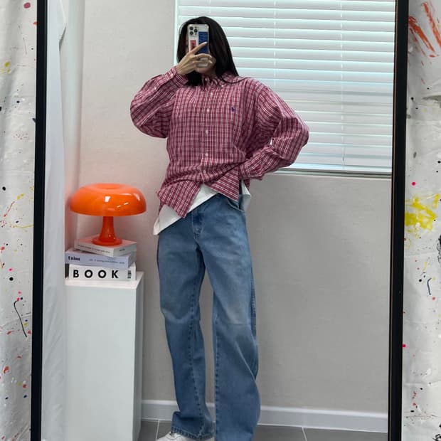 (L)폴로 체크 남방-M1375