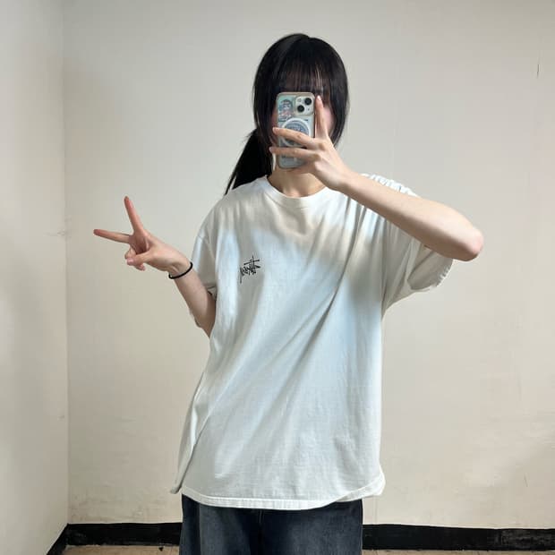 Stussy stock logo white t-shirt