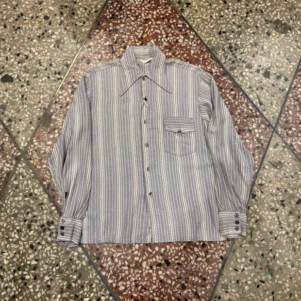 60s Towncraft 스트라이프 레이온셔츠 (M)