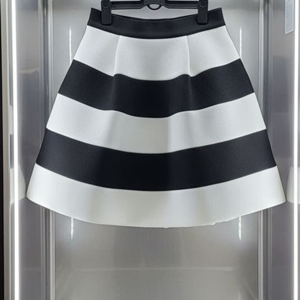 럭키슈에뜨 스트라이프 플레어 스커트 38 정품 (정가 58만원)