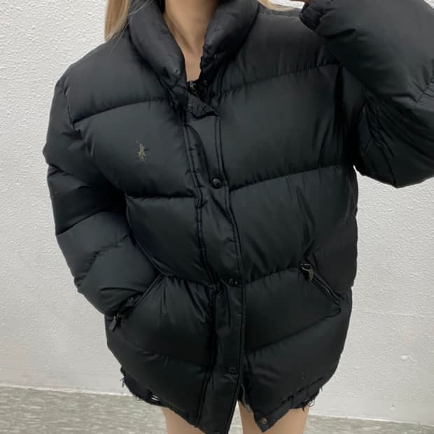 폴로 랄프로렌 90's 카키포니 블랙패딩 L