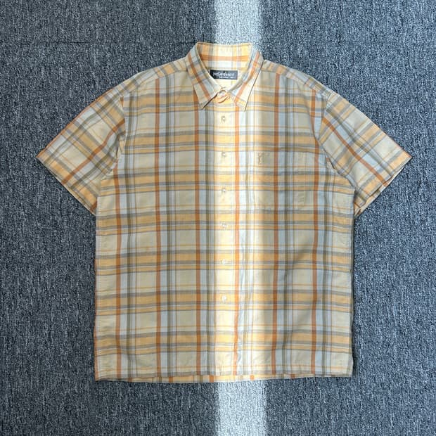 입생로랑 옐로우 체크 패턴 셔츠