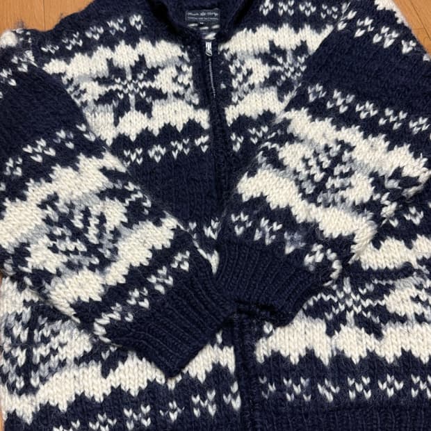 코위찬 니트 집업 가디건 네이비