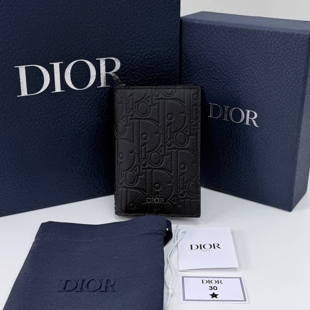 [미사용/선물가능] 디올 그래비티 레더 오거나이저 카드지갑 블랙