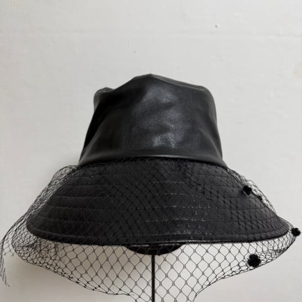 레이스 레자 가죽 벙거지 망사 모자 안감 모