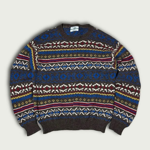 90's 베네통 페어아일 셔틀랜드 울 니트