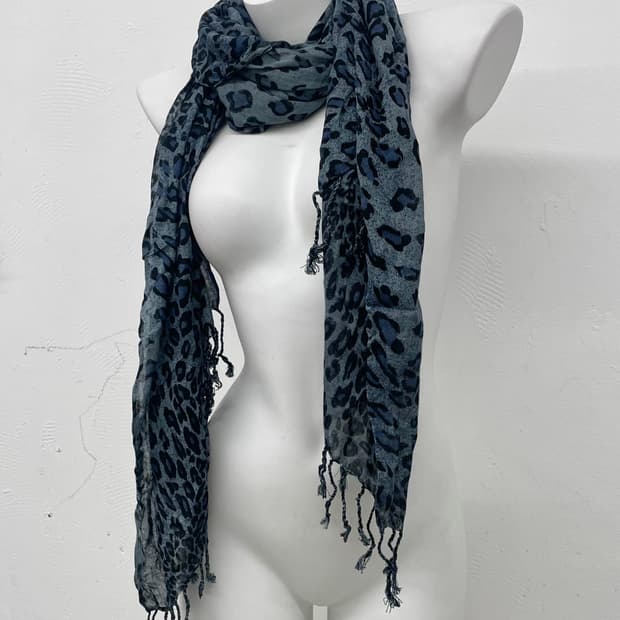 펑크 블루 레오파드 머플러 