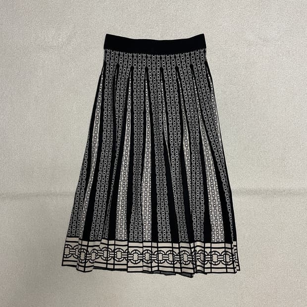 스테파넬 니트 플리트 롱 스커트