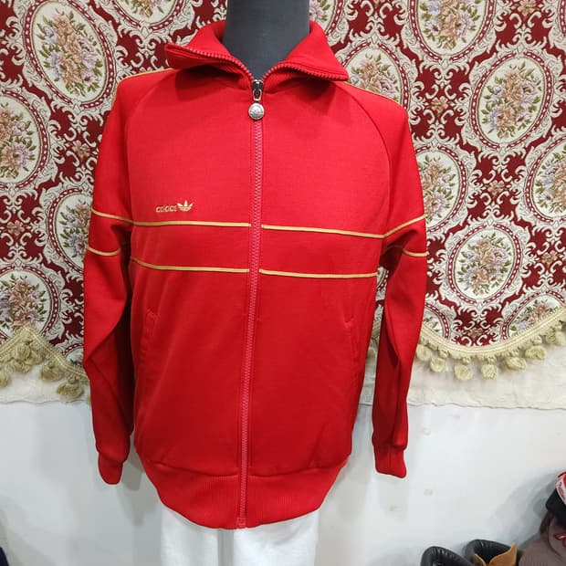 아디다스 80s 레드 골드 배색 져지자켓

