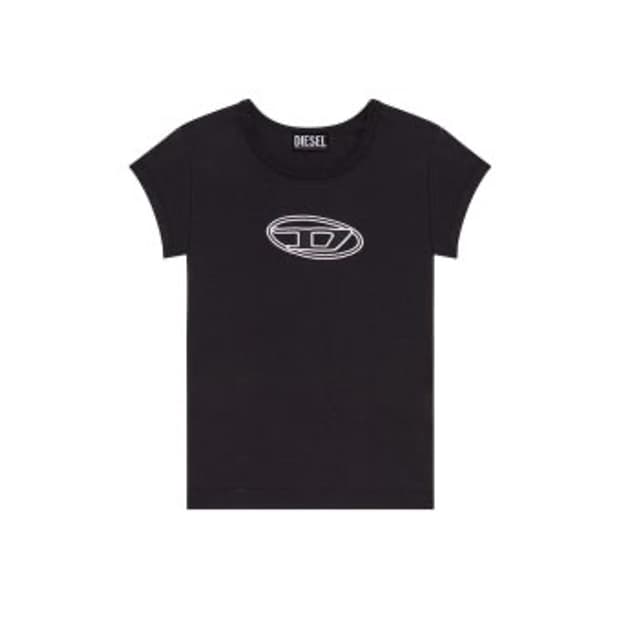 (W) 디젤 T-안지 피카부 로고 티셔츠 블랙