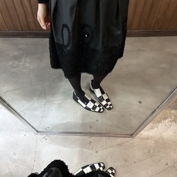 INGEBORG lace leather skirt