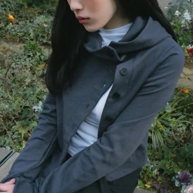 미세키서울 넥버튼 후디 Cowl neck botton hoodie 