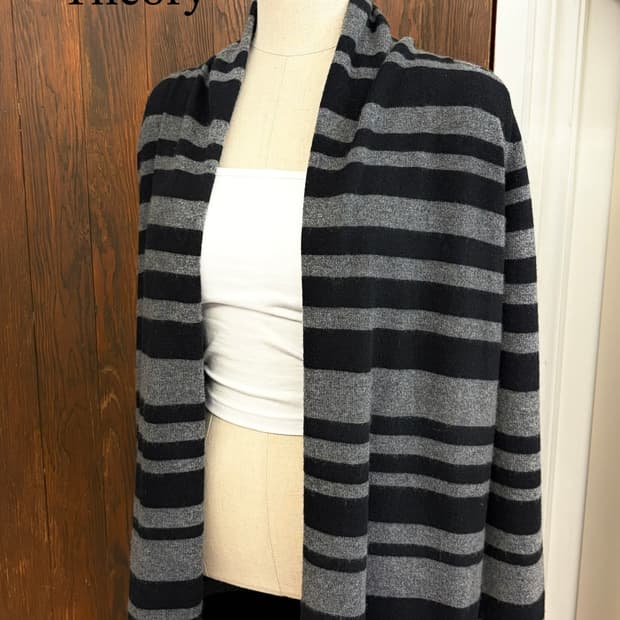 띠어리 정품 캐시미어100 스트라이프 숄 가디건