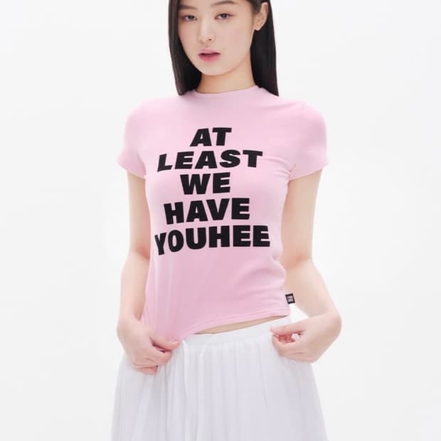 YOUHEE 유희 레터링 반팔 핑크