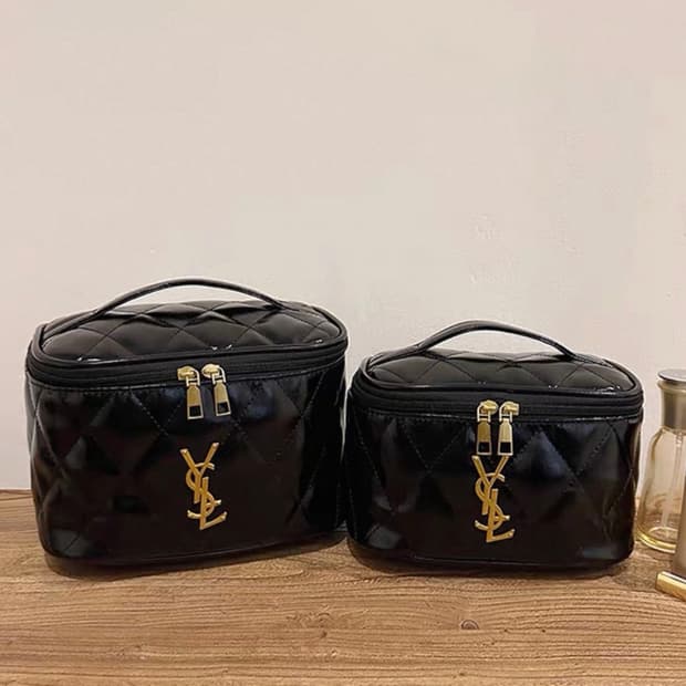 입생로랑 퀄팅 메이크업 파우치 블랙 라지