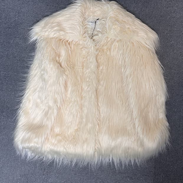 WIDE COLLAR HAIRY FUR COAT_IVORY | 후루츠패밀리