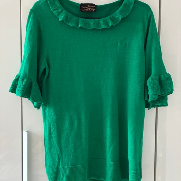 [Vivienne Westwood] 그린 린넨 러플 탑