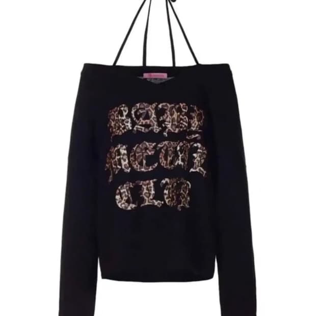 베이비메탈클럽 베메클 레오파드 스트링 티셔츠 블랙