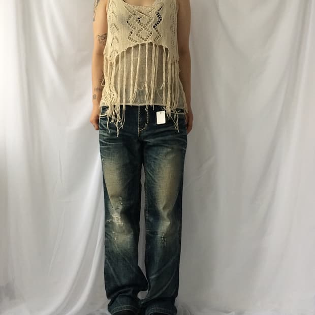 Fringe point crochet sleeveless