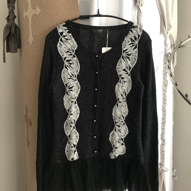 vintage pearl ruffle lace cardigan