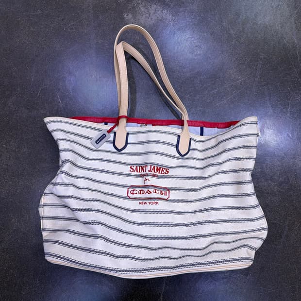 코치 x 세인트제임스 콜라보 시티 코튼 토트백 쇼퍼백