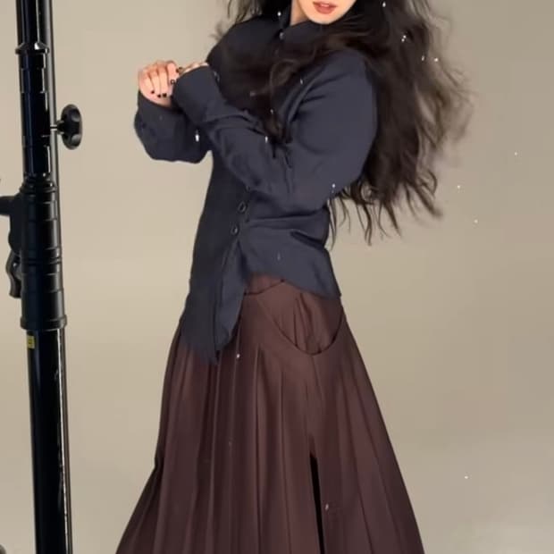 미스치프 CURVED PLACKET SHIRT_NAVY