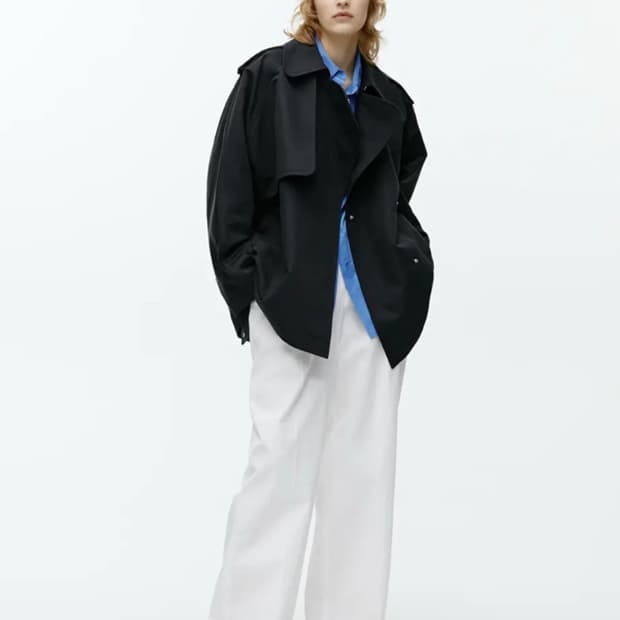 여성 아르켓 오버핏 숏 트렌치 코트