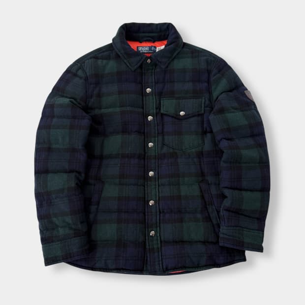 폴로 랄프로렌 신형 QR라벨 블랙와치 울 다운 패딩 자켓