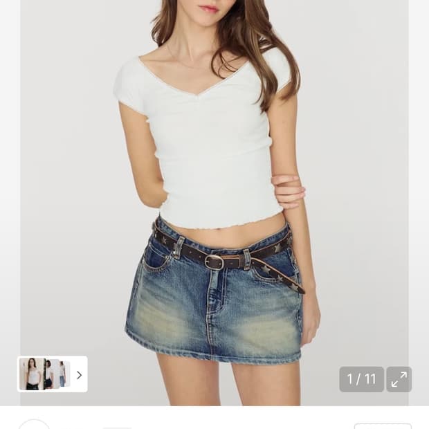 글로니 피카부 PEEKABOO SMOKE TEE 화이트 L