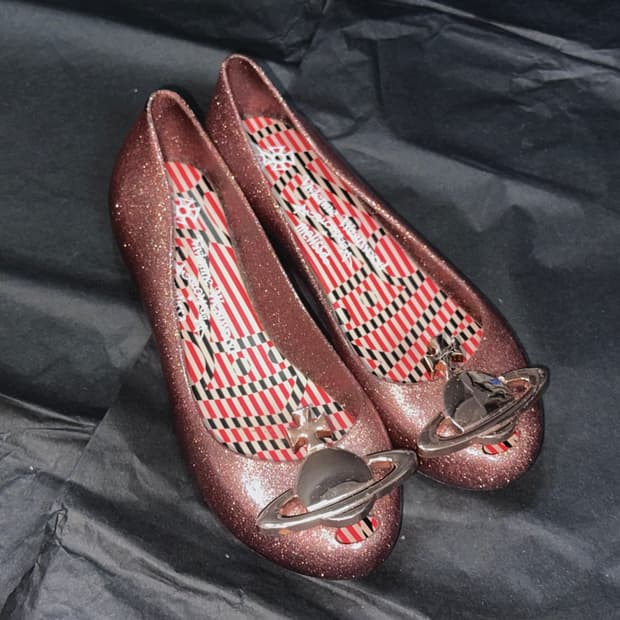 비비안웨스트우드 베이지 로즈골드 젤리슈즈 235