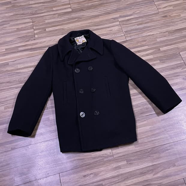 Fox knapp 네이비 헤비 울 피코트