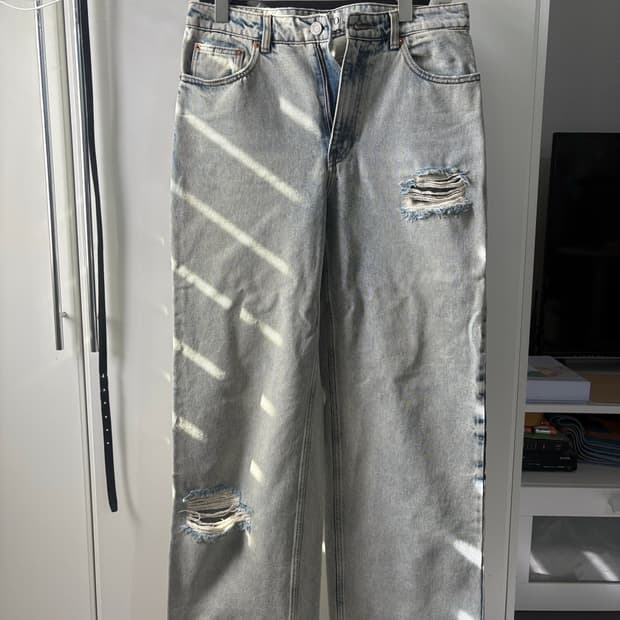 RECTO 데미지 워싱 와이드 청바지 S