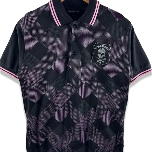 JPN 스컬패치 다이아몬드 체크 카라티2598