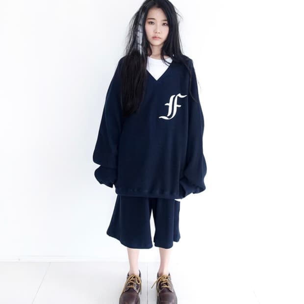 [F.E.E.S] waffle boxy MTM (navy)