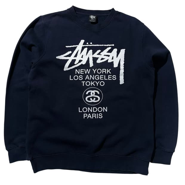 스투시 월드투어 맨투맨 네이비