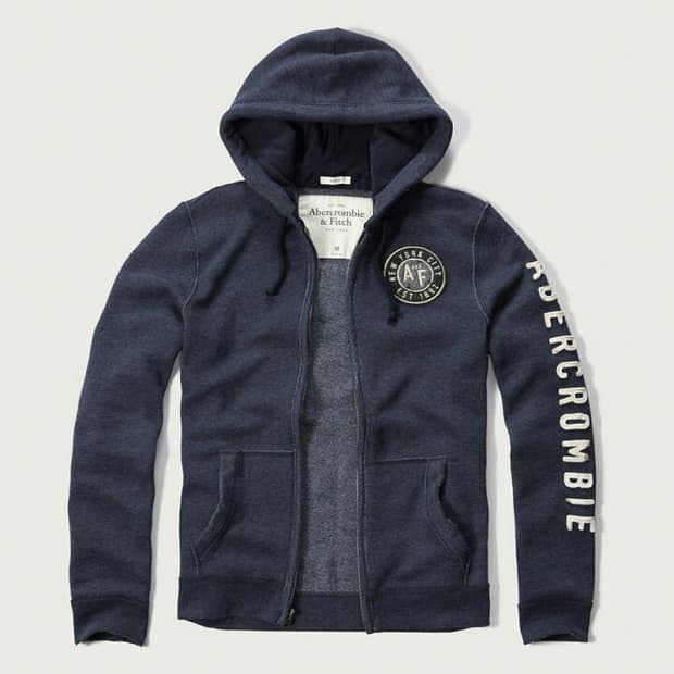 아베크롬비 후드집업 후집 네이비 딱붙핏 팔 레터링 로고
