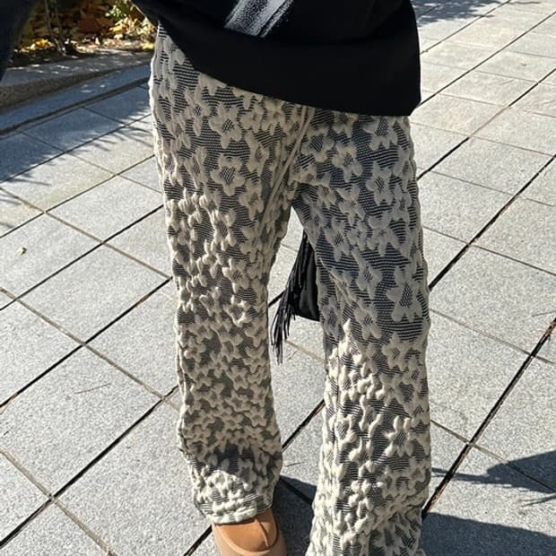 플라워패턴 자가드 팬츠