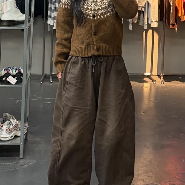 빈티지 페어아일 패턴 가디건 A3384